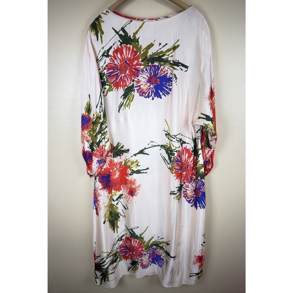 GHOST London Floral Caftan Kimono Dress Womens Size L Viscose Red Blue Print